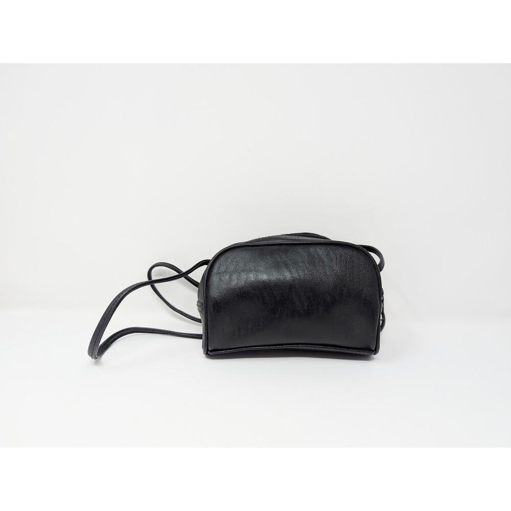 Vintage 90s Mini Purse Black Crossbody Floral Tooled Faux Leather - Picture 3 of 10